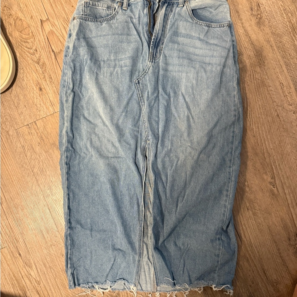 Blue Denim Maxi Skirt